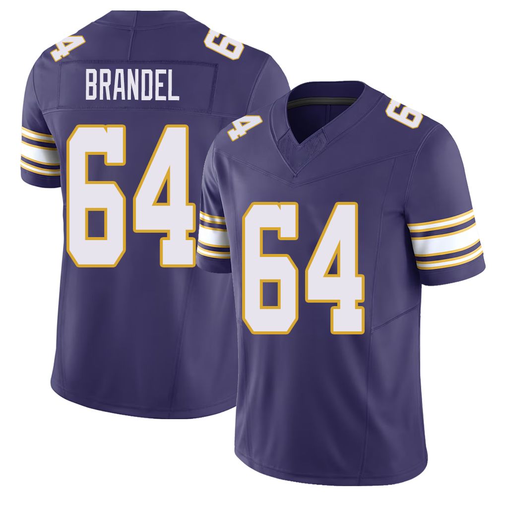 Minnesota #64 Brandel Player Football V Neck Short Sleeve Purple Jersey Blake For Men Youth Women Gift