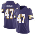 Minnesota #47 Thorson Player Football V Neck Short Sleeve Purple Jersey Brett For Men Youth Women Gift
