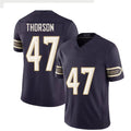 Minnesota #47 Thorson Player Football V Neck Short Sleeve Purple Jersey Brett For Men Youth Women Gift
