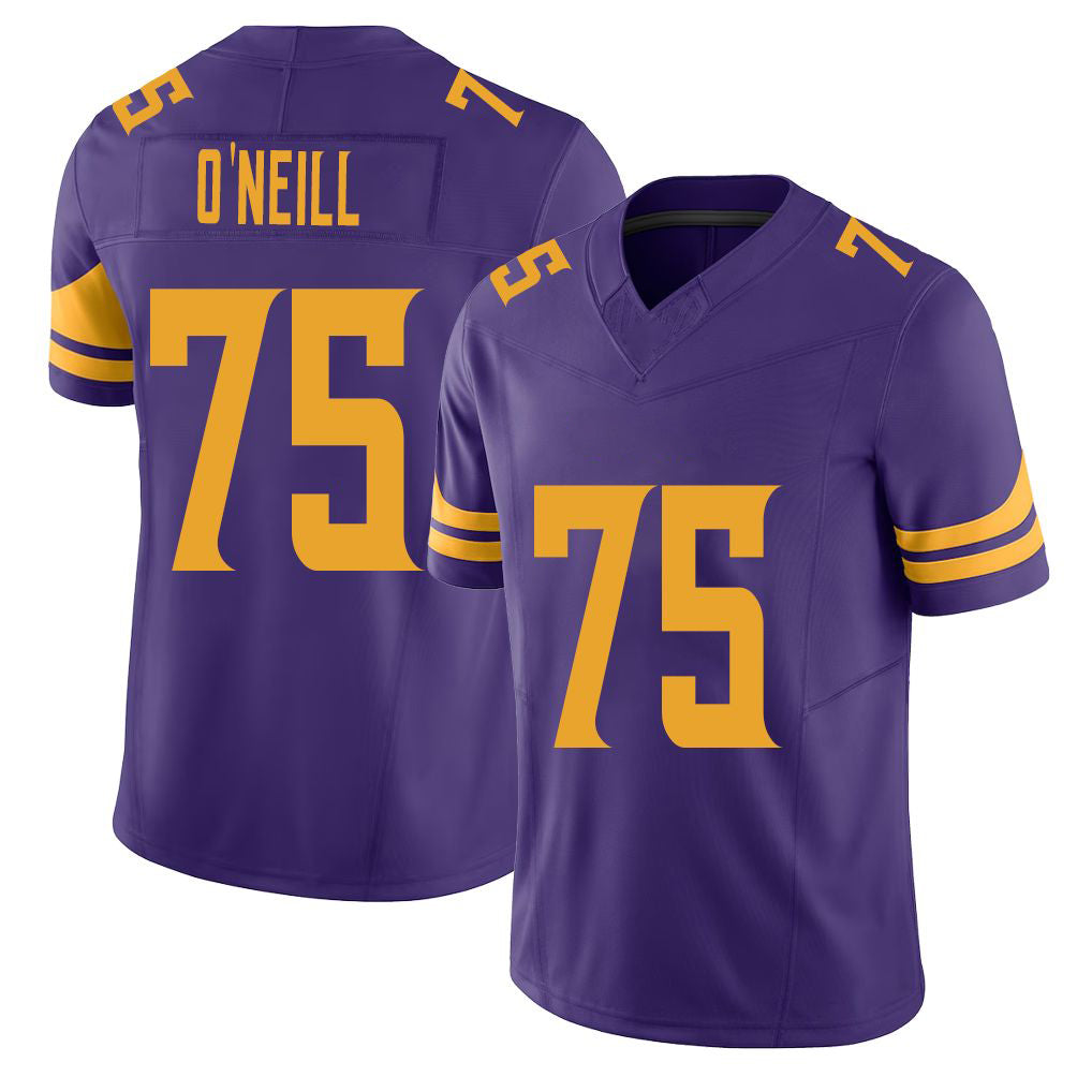 Minnesota #75 O'Neill Purple Player Football V Neck Short Sleeve Jersey Brian For Men Youth Women Gift