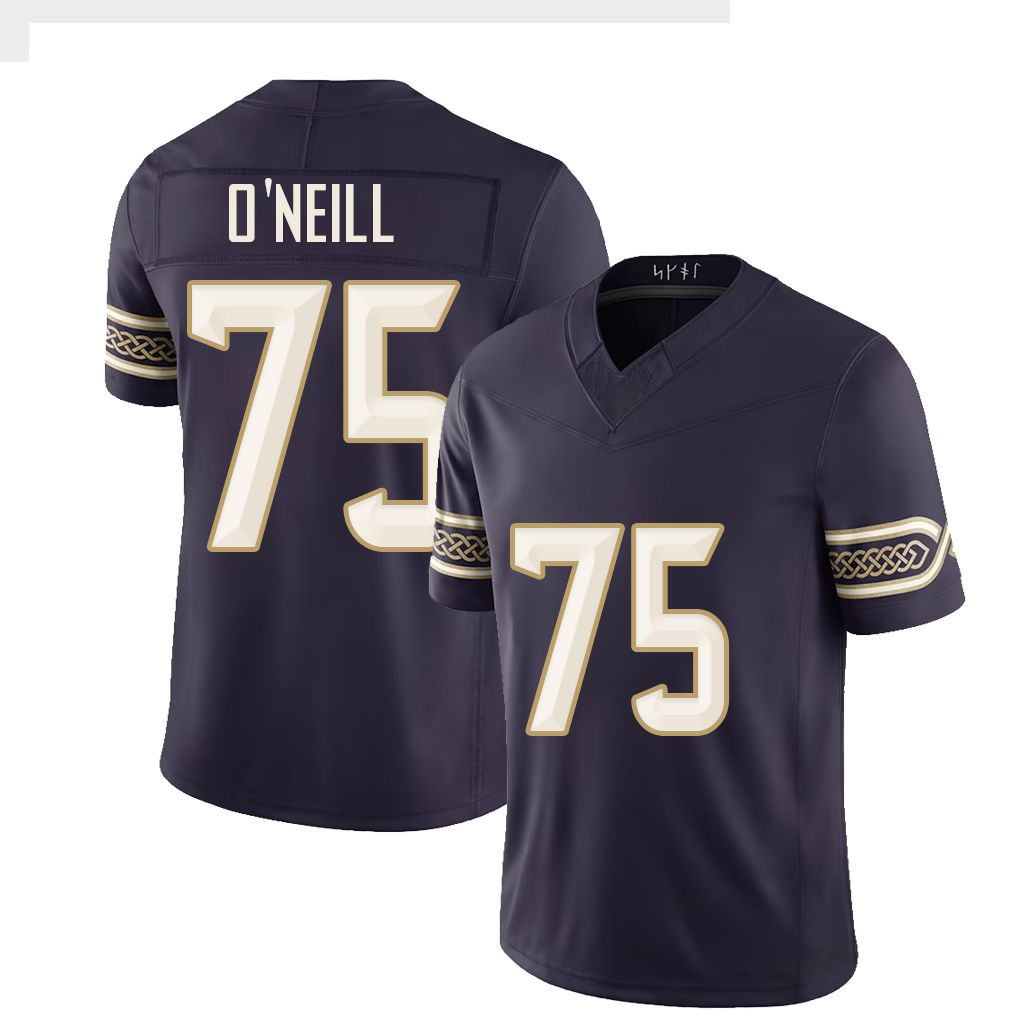 Minnesota #75 O'Neill Player Football V Neck Short Sleeve Purple Jersey Brian For Men Youth Women Gift