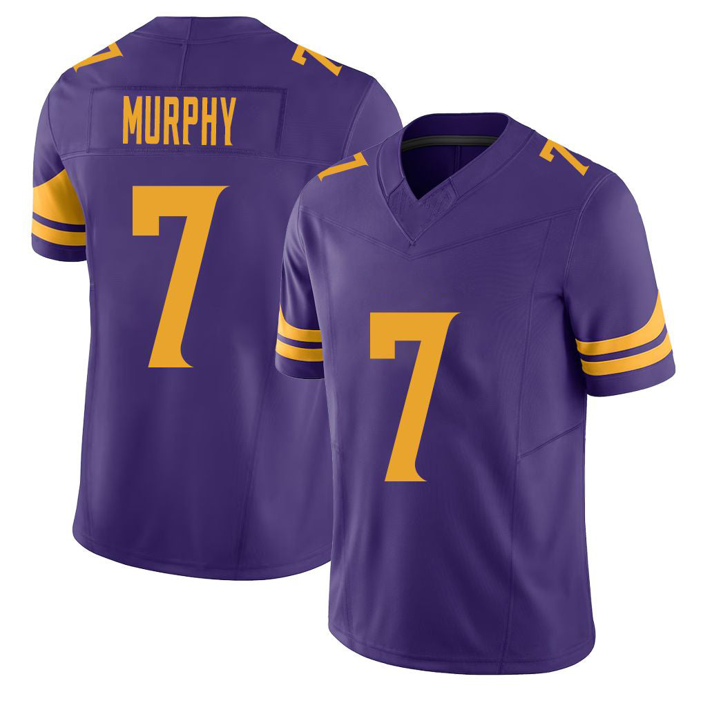 Minnesota #7 Murphy Purple Player Football V Neck Short Sleeve Jersey Byron For Men Youth Women Gift