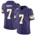 Minnesota #7 Murphy Player Football V Neck Short Sleeve Purple Jersey Byron For Men Youth Women Gift