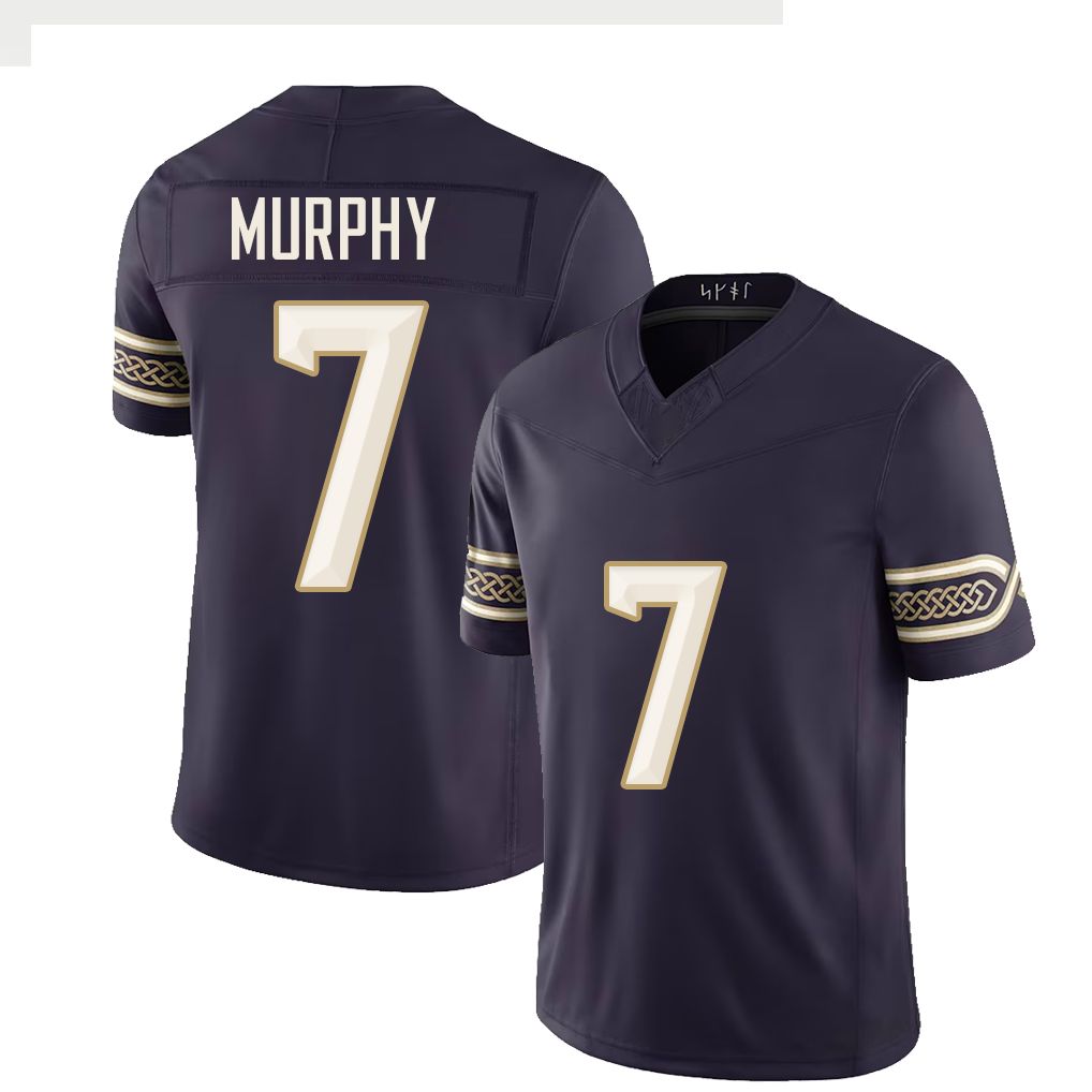 Minnesota #7 Murphy Player Football V Neck Short Sleeve Purple Jersey Byron For Men Youth Women Gift