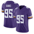 Minnesota #95 Banks Player Football V Neck Short Sleeve Jersey Purple Caleb For Men Youth Women Gift