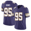 Minnesota #95 Banks Player Football V Neck Short Sleeve Purple Jersey Caleb For Men Youth Women Gift