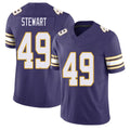 Minnesota #49 Stewart Player Football V Neck Short Sleeve Purple Jersey Cam'Ron For Men Youth Women Gift
