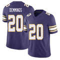 Minnesota #20 Demmings Player Football V Neck Short Sleeve Purple Jersey Charles For Men Youth Women Gift