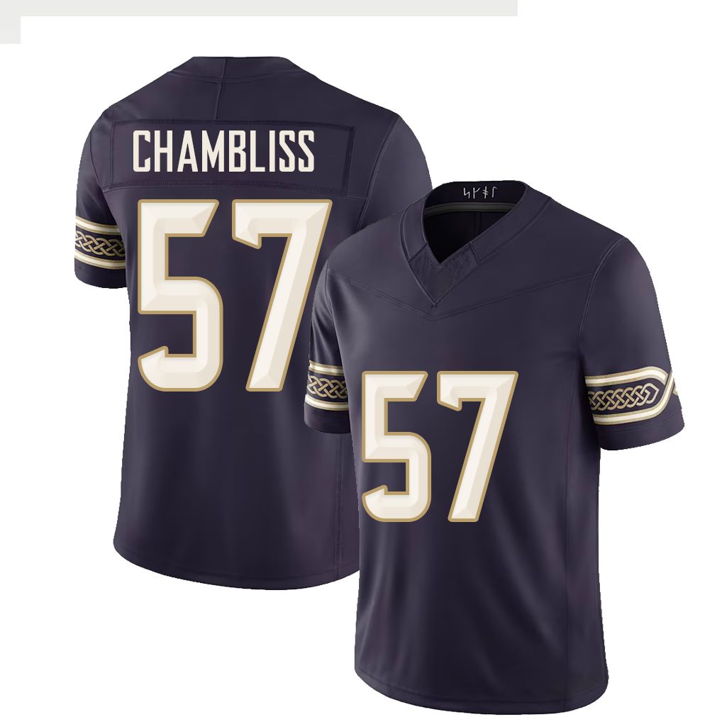 Minnesota #57 Chambliss Player Football V Neck Short Sleeve Purple Jersey Chaz For Men Youth Women Gift