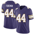 Minnesota #44 Foreman Player Football V Neck Short Sleeve Purple Jersey Chuck For Men Youth Women Gift