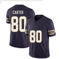 Minnesota #80 Carter Player Football V Neck Short Sleeve Purple Jersey Cris For Men Youth Women Gift