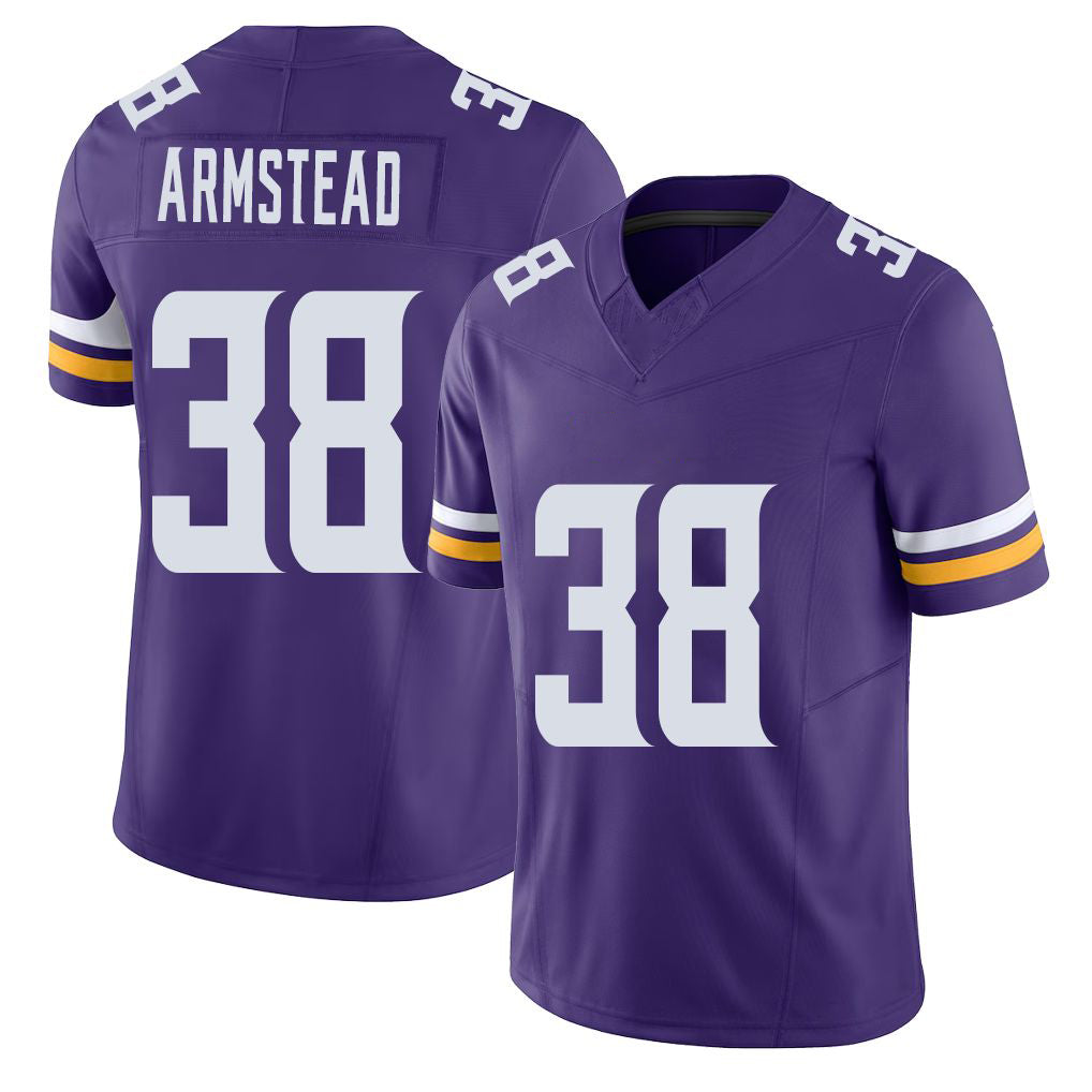 Minnesota #38 Armstead Player Football V Neck Short Sleeve Jersey Purple Da'Veawn For Men Youth Women Gift