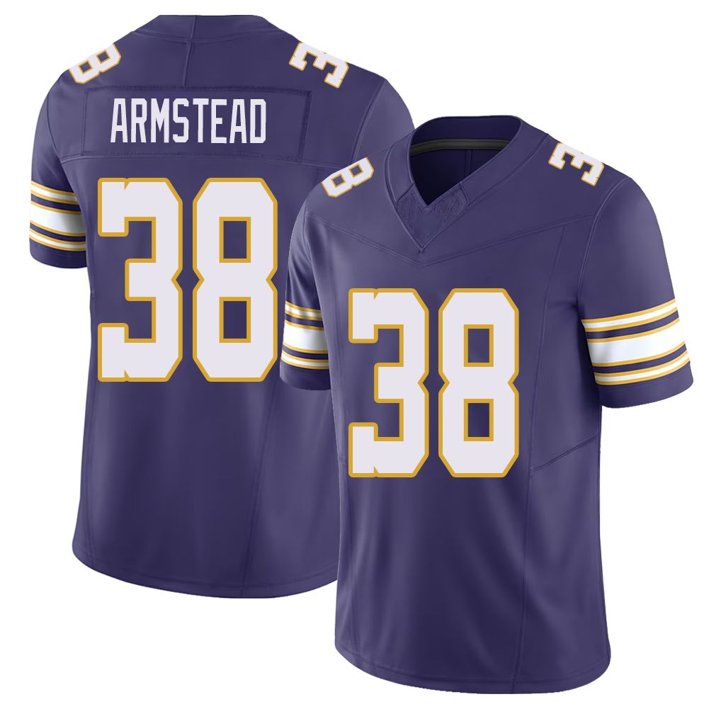 Minnesota #38 Armstead Player Football V Neck Short Sleeve Purple Jersey Da'Veawn For Men Youth Women Gift