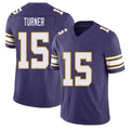 Minnesota #15 Turner Player Football V Neck Short Sleeve Purple Jersey Dallas For Men Youth Women Gift
