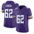 Minnesota #62 Lemieux Player Football V Neck Short Sleeve Jersey Purple Delby For Men Youth Women Gift