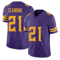 Minnesota #21 Claiborne Purple Player Football V Neck Short Sleeve Jersey Demond For Men Youth Women Gift