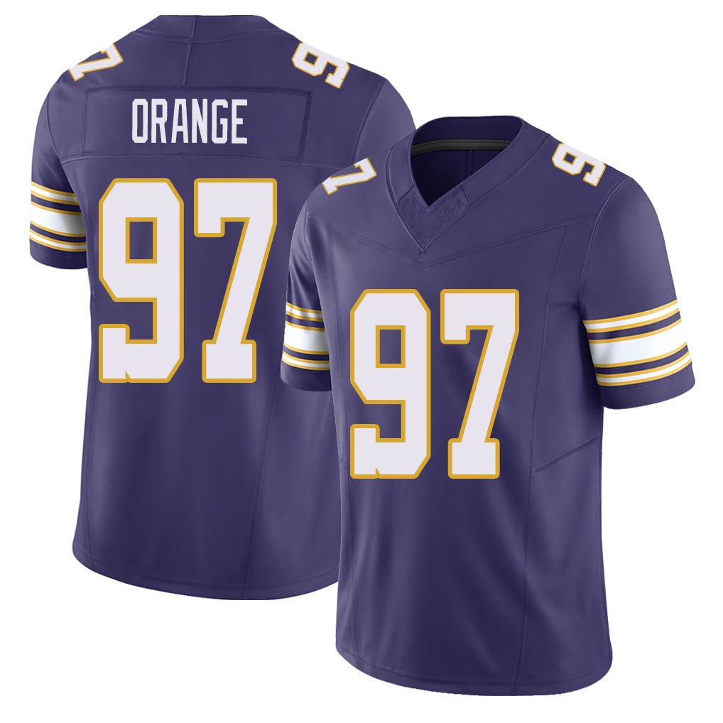 Minnesota #97 Orange Player Football V Neck Short Sleeve Purple Jersey Domonique For Men Youth Women Gift