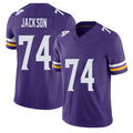 Minnesota #74 Jackson Player Football V Neck Short Sleeve Jersey Purple Donovan For Men Youth Women Gift