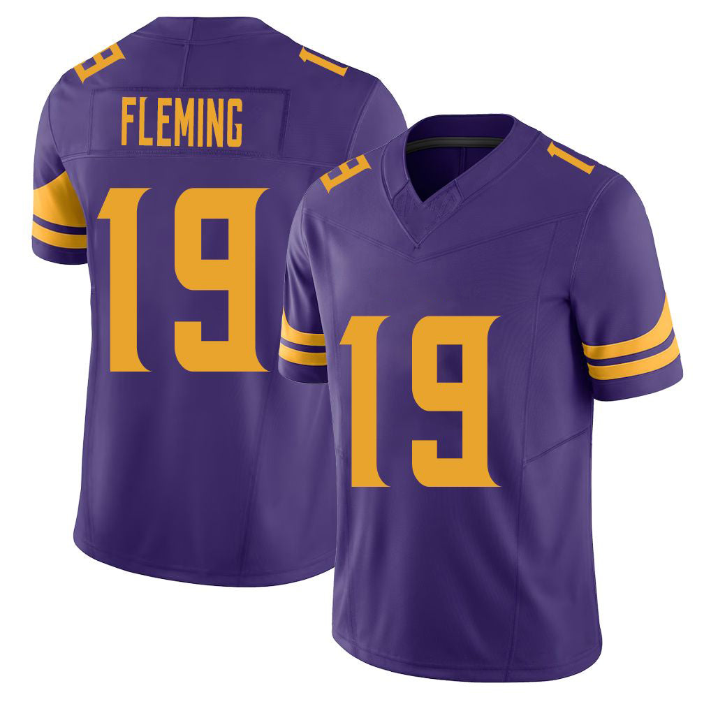 Minnesota #19 Fleming Purple Player Football V Neck Short Sleeve Jersey Dontae For Men Youth Women Gift