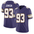 Minnesota #93 Johnson Player Football V Neck Short Sleeve Purple Jersey Eric For Men Youth Women Gift
