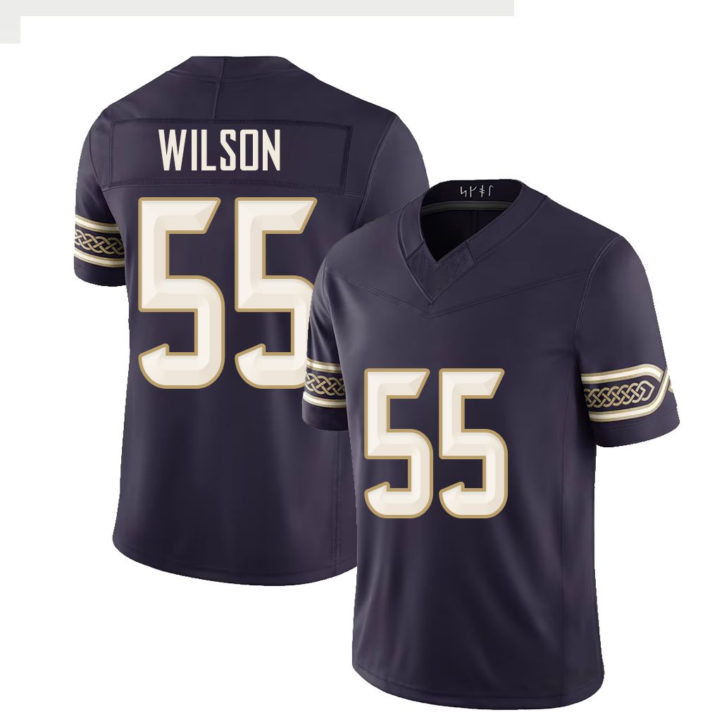 Minnesota #55 Wilson Player Football V Neck Short Sleeve Purple Jersey Eric For Men Youth Women Gift
