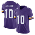 Minnesota #10 Tarkenton Player Football V Neck Short Sleeve Jersey Purple Fran For Men Youth Women Gift