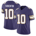 Minnesota #10 Tarkenton Player Football V Neck Short Sleeve Purple Jersey Fran For Men Youth Women Gift