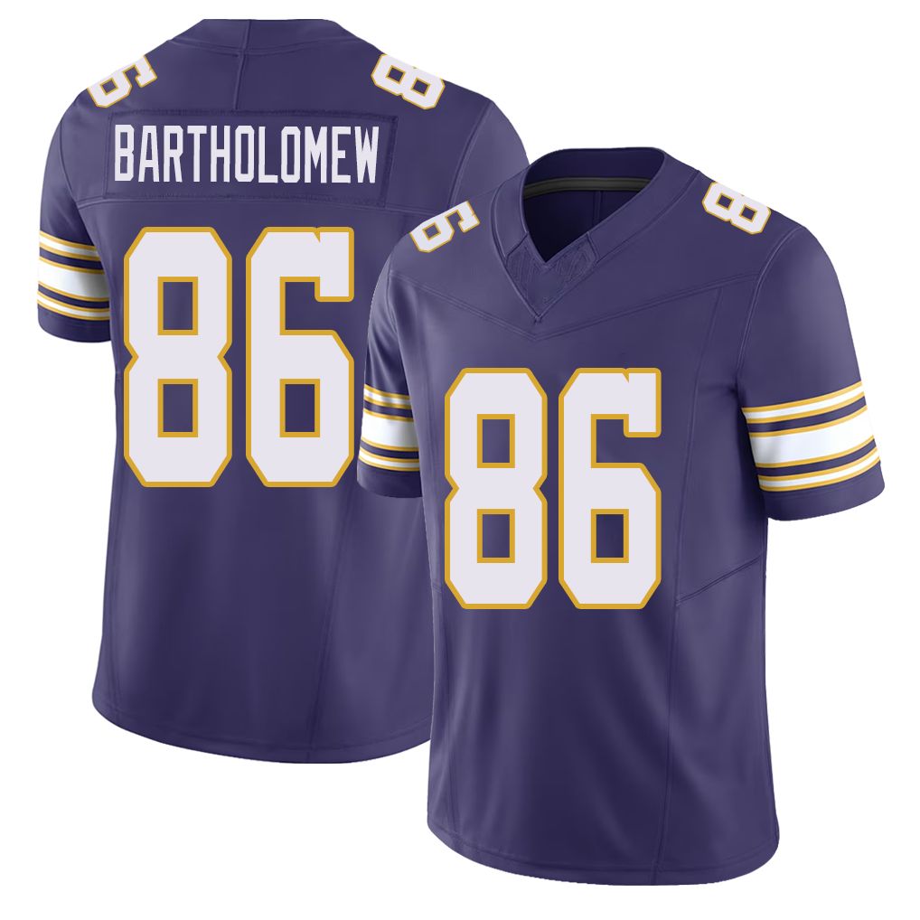 Minnesota #86 Bartholomew Player Football V Neck Short Sleeve Purple Jersey Gavin For Men Youth Women Gift