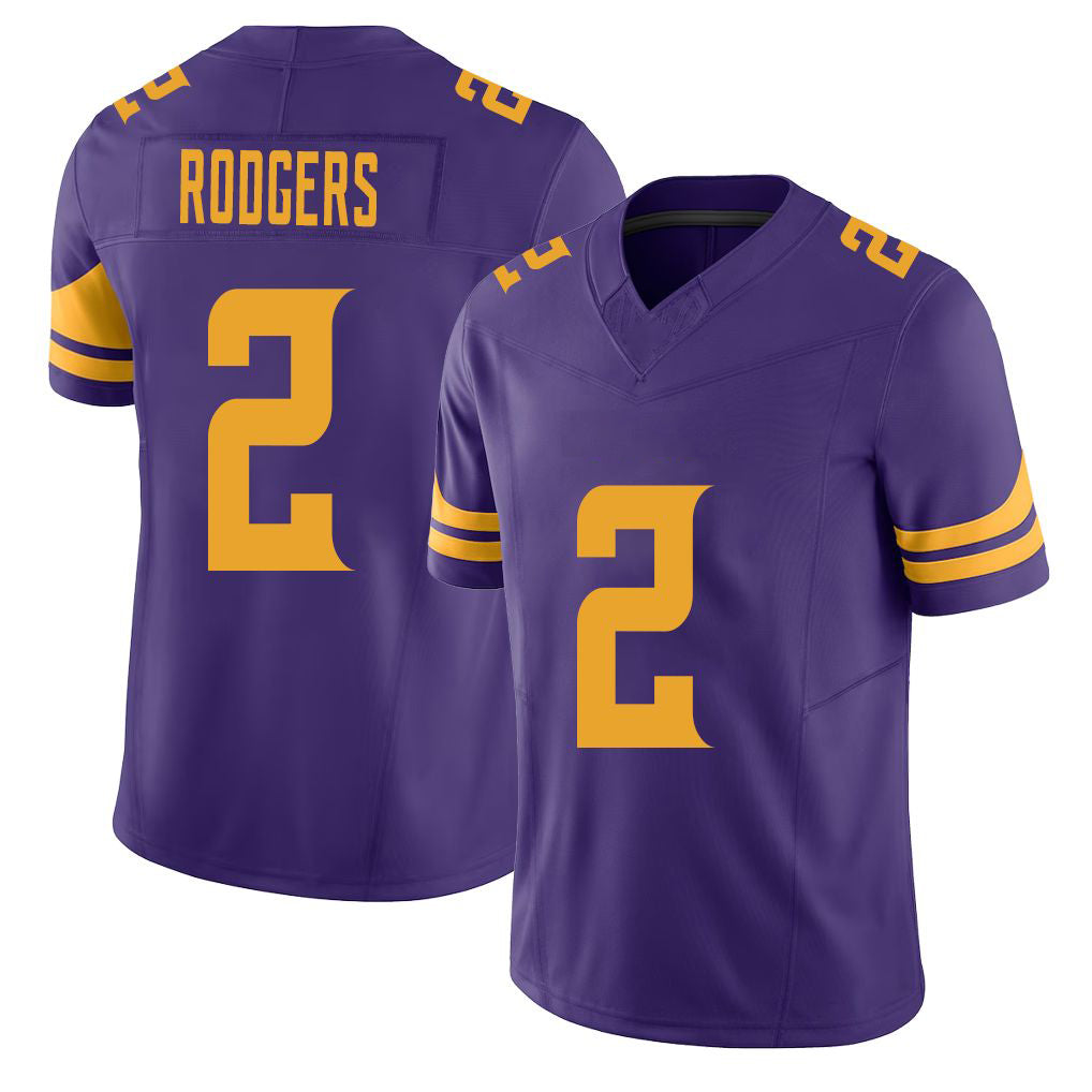 Minnesota #2 Rodgers Purple Player Football V Neck Short Sleeve Jersey Isaiah For Men Youth Women Gift