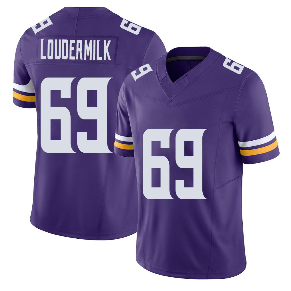 Minnesota #69 Loudermilk Player Football V Neck Short Sleeve Jersey Purple Isaiahh For Men Youth Women Gift