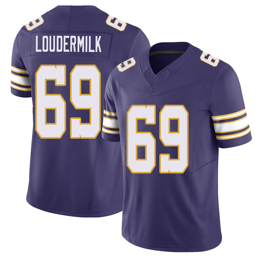 Minnesota #69 Loudermilk Player Football V Neck Short Sleeve Purple Jersey Isaiahh For Men Youth Women Gift