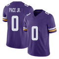 Minnesota #0 Pace Jr. Player Football V Neck Short Sleeve Jersey Purple Ivan For Men Youth Women Gift