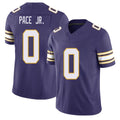 Minnesota #0 Pace Jr. Player Football V Neck Short Sleeve Purple Jersey Ivan For Men Youth Women Gift