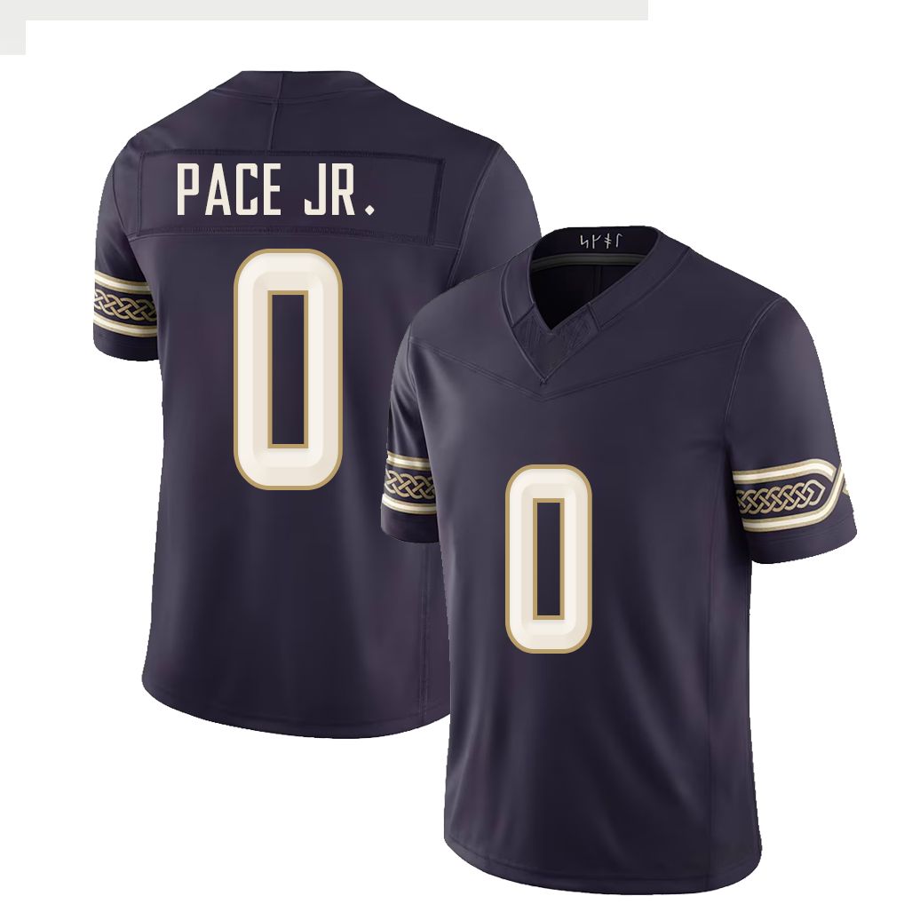 Minnesota #0 Pace Jr. Player Football V Neck Short Sleeve Purple Jersey Ivan For Men Youth Women Gift