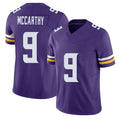 Minnesota #9 McCarthy Player Football V Neck Short Sleeve Jersey Purple J.J. For Men Youth Women Gift