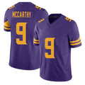 Minnesota #9 McCarthy Purple Player Football V Neck Short Sleeve Jersey J.J. For Men Youth Women Gift