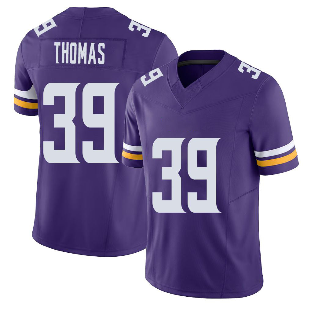 Minnesota #39 Thomas Player Football V Neck Short Sleeve Jersey Purple Jacob For Men Youth Women Gift