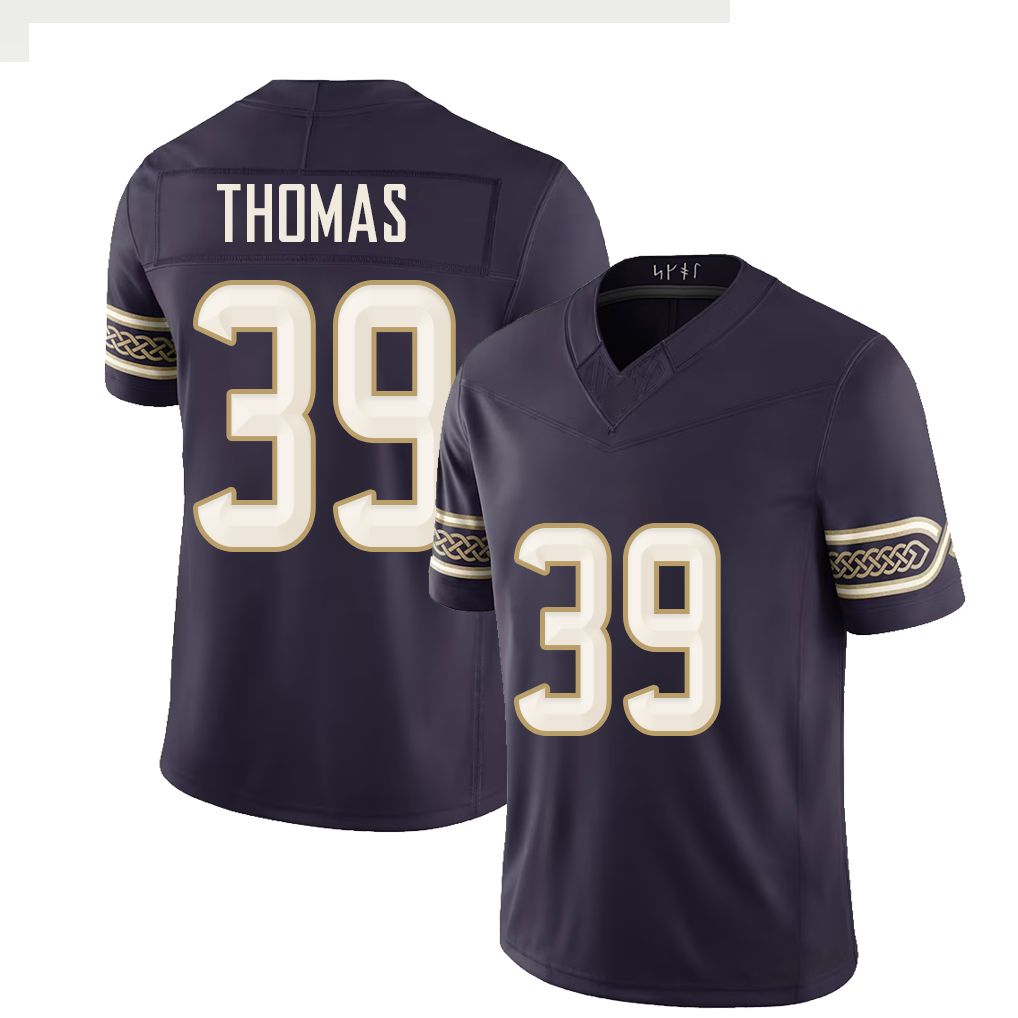 Minnesota #39 Thomas Player Football V Neck Short Sleeve Purple Jersey Jacob For Men Youth Women Gift
