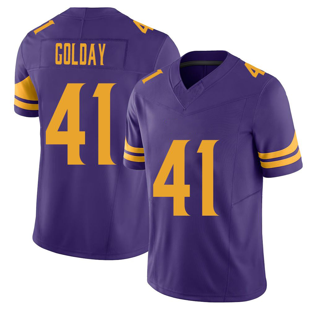 Minnesota #41 Golday Purple Player Football V Neck Short Sleeve Jersey Jake For Men Youth Women Gift