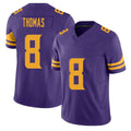 Minnesota #8 Thomas Purple Player Football V Neck Short Sleeve Jersey Jakobe For Men Youth Women Gift