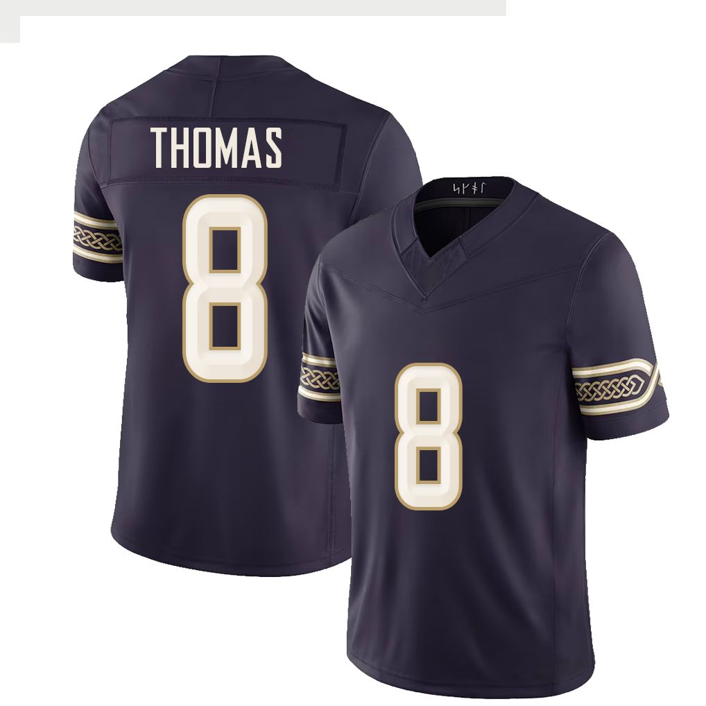 Minnesota #8 Thomas Player Football V Neck Short Sleeve Purple Jersey Jakobe For Men Youth Women Gift