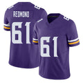 Minnesota #61 Redmond Player Football V Neck Short Sleeve Jersey Purple Jalen For Men Youth Women Gift