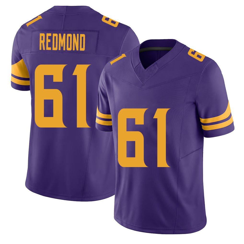 Minnesota #61 Redmond Purple Player Football V Neck Short Sleeve Jersey Jalen For Men Youth Women Gift