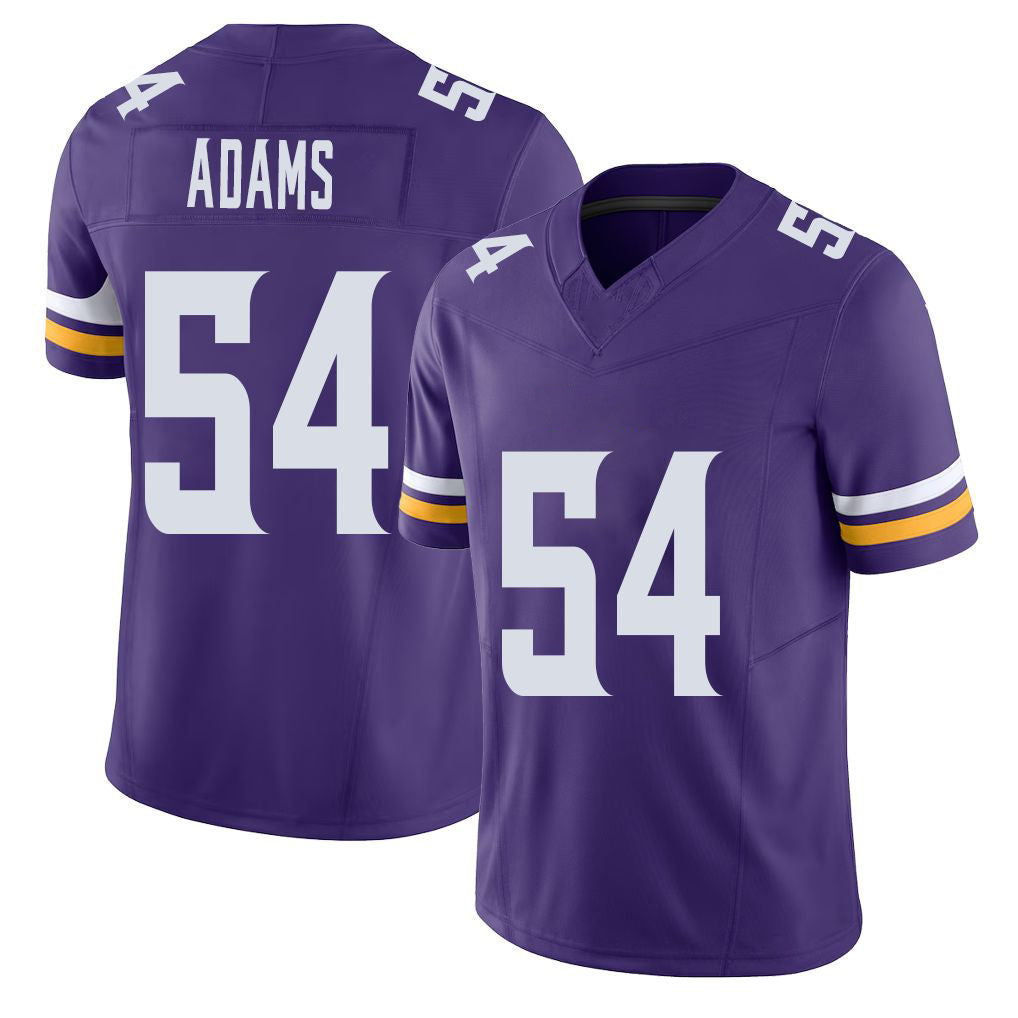 Minnesota #54 Adams Player Football V Neck Short Sleeve Jersey Purple Jamal For Men Youth Women Gift