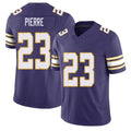 Minnesota #23 Pierre Player Football V Neck Short Sleeve Purple Jersey James For Men Youth Women Gift