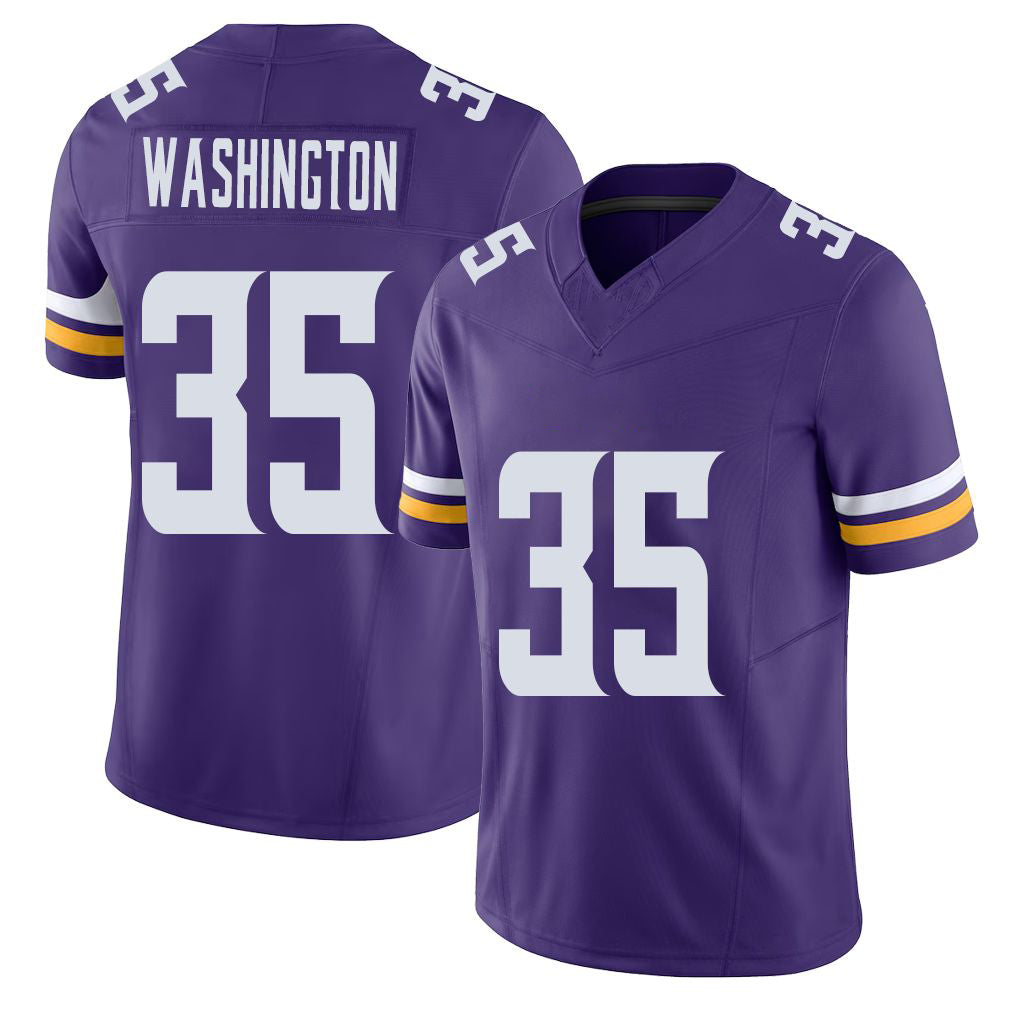 Minnesota #35 Washington Player Football V Neck Short Sleeve Jersey Purple Jarod For Men Youth Women Gift