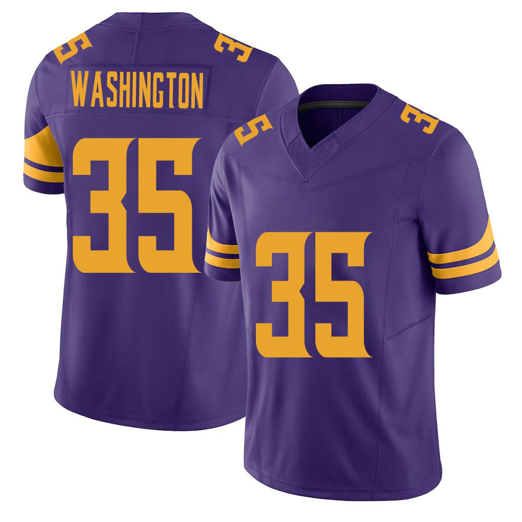 Minnesota #35 Washington Purple Player Football V Neck Short Sleeve Jersey Jarod For Men Youth Women Gift
