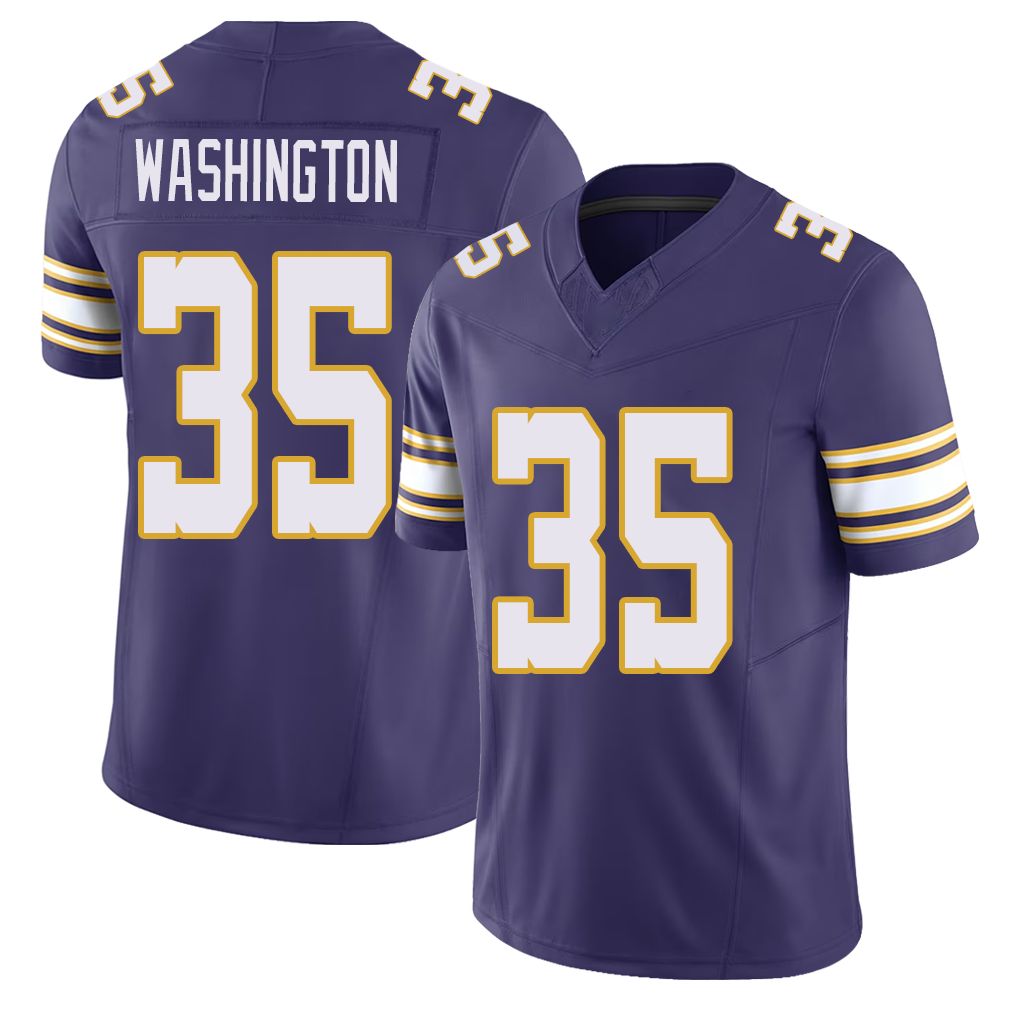 Minnesota #35 Washington Player Football V Neck Short Sleeve Purple Jersey Jarod For Men Youth Women Gift