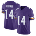 Minnesota #14 Jennings Player Football V Neck Short Sleeve Jersey Purple Jauan For Men Youth Women Gift