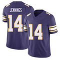 Minnesota #14 Jennings Player Football V Neck Short Sleeve Purple Jersey Jauan For Men Youth Women Gift